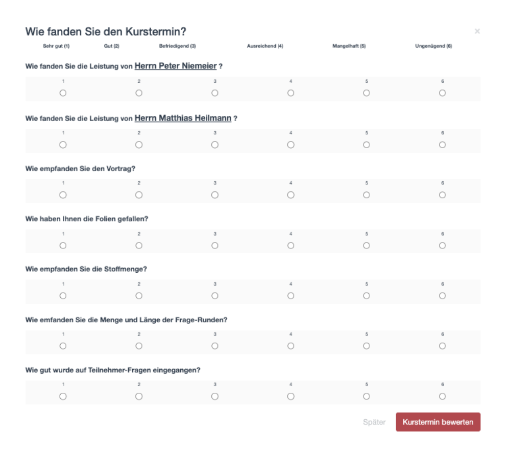 Umfrage Kurs-Veranstaltung