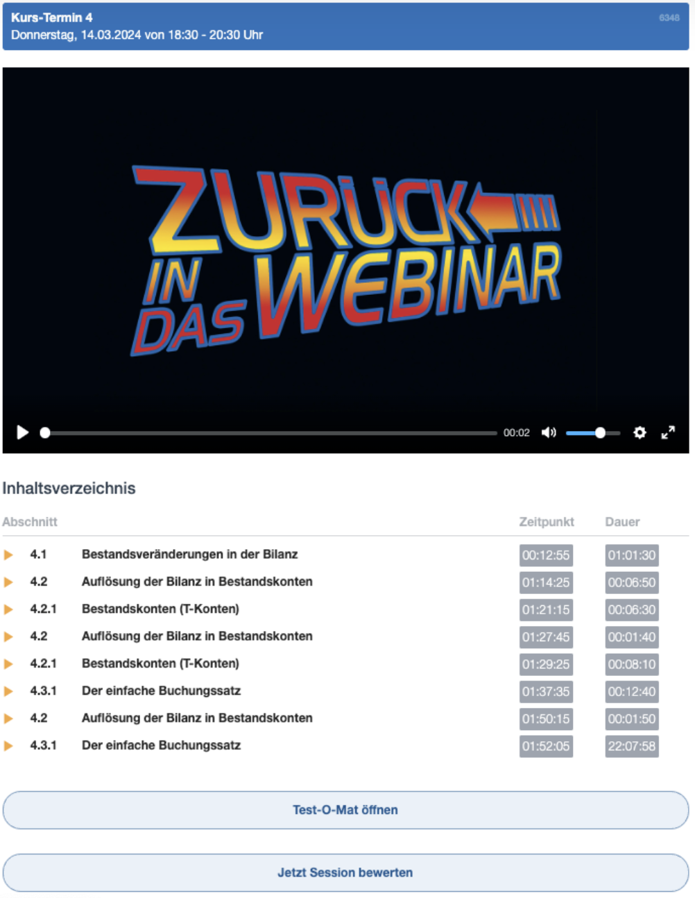 Bedienung Videomaterial