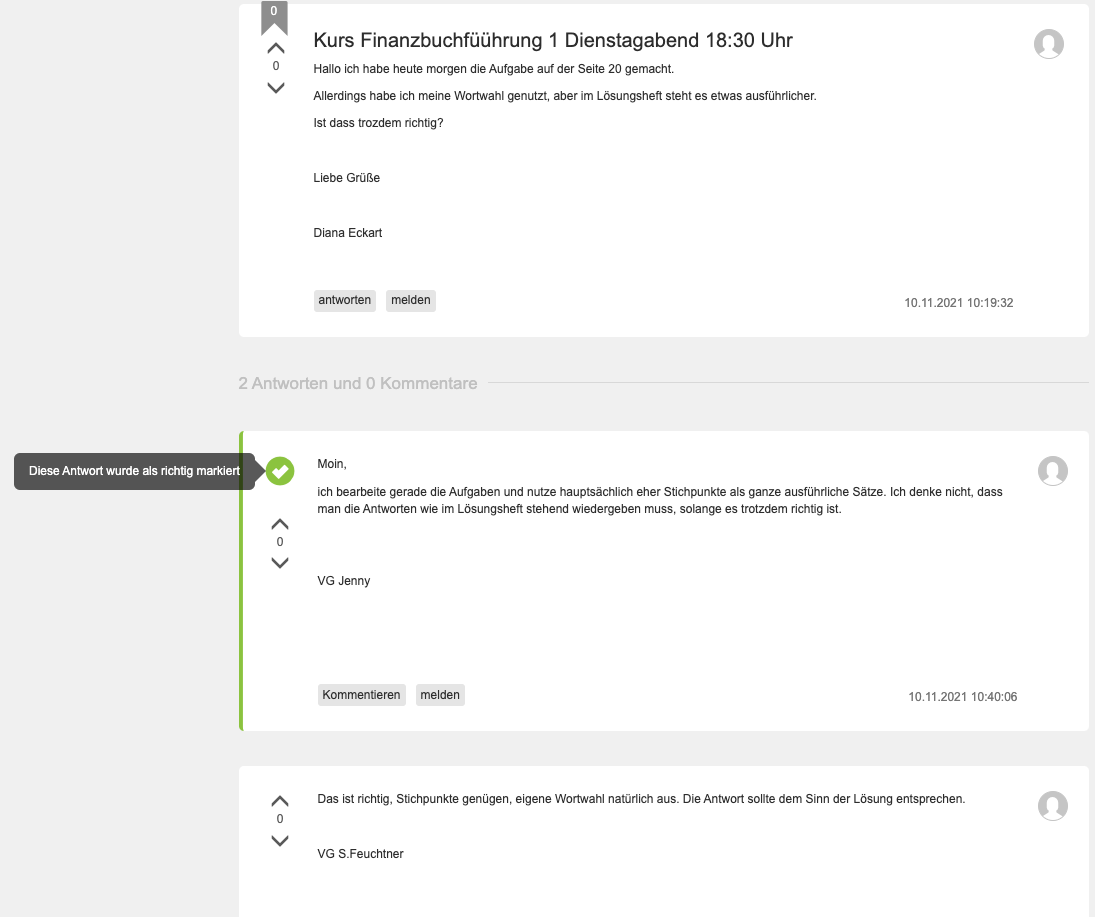 Sortierung der Kommentare und Themen nach Relevanz