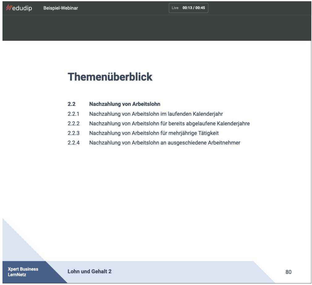 Beispiel Foliensatz Themenüberblick