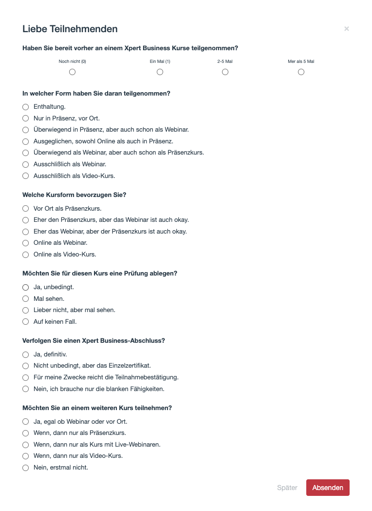 Umfrage zum Grund der Kursteilnahme