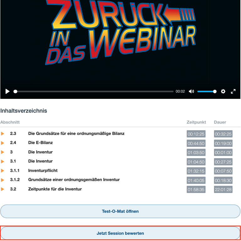 Umfrage zu einzelnen Webinarveranstaltungen