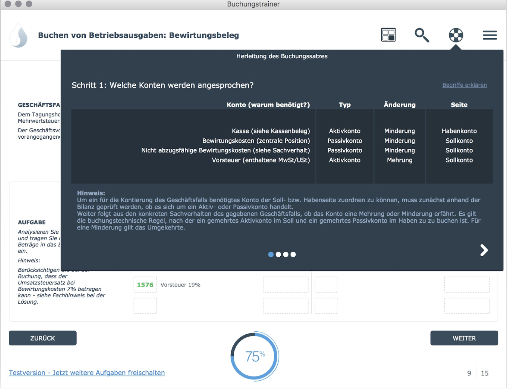 Buchungstrainer Herleitung